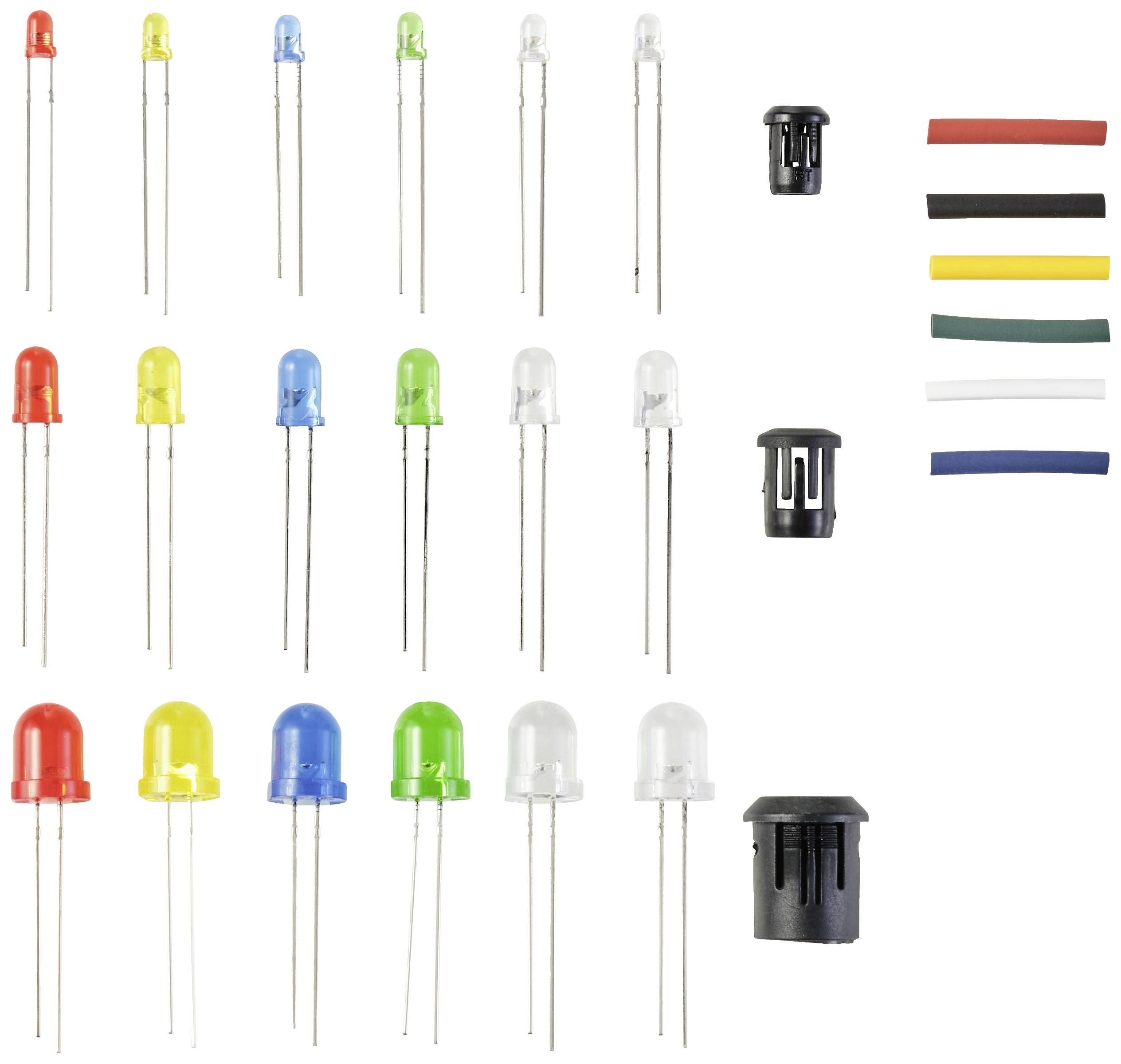 TRU COMPONENTS LED-Sortiment Rot, Blue, Grün, Gelb, Kaltweiß, Warmweiß Rund 3 mm, 5 mm, 8mm 30° 7.5 mA, 8mA 3 V, 15V