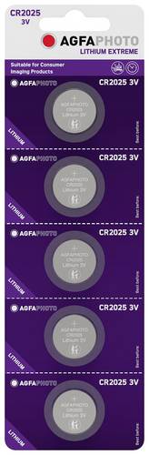 AgfaPhoto Knopfzelle CR2025 3 V 5 St. Lithium