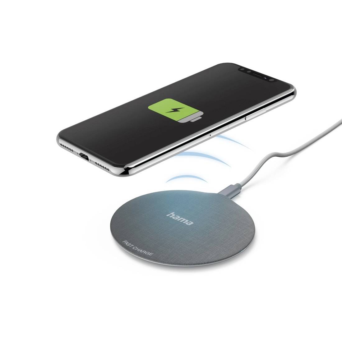 hama 00201680 Wireless Charger "QI-FC10 Metal", 10 W, kabelloses Smartphone-Ladepad, SW