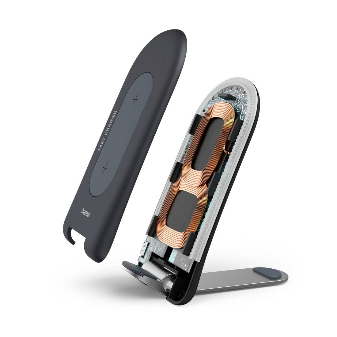 Hama Induktions-Ladegerät 2500 mA QI-FC15S 00201689 Ausgänge Induktionslade-Standard Grau