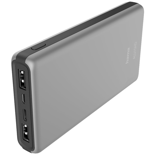 Hama ALU15HD Powerbank (batterie supplémentaire) 15000 mAh LiPo USB-A, USB-C® argent
