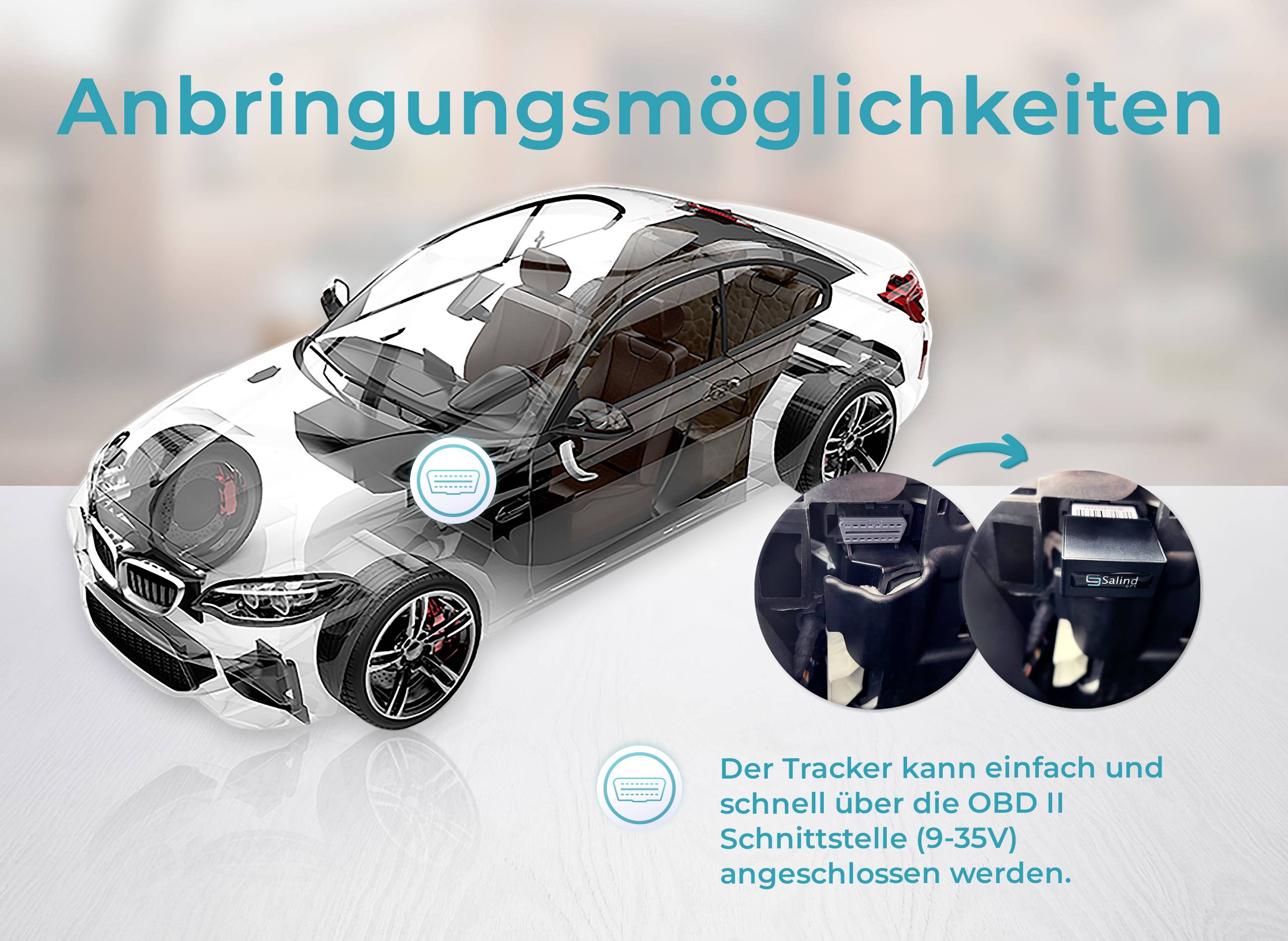 Salind GPS SALIND 08 OBD 4G GPS Tracker Fahrzeugtracker Schwarz