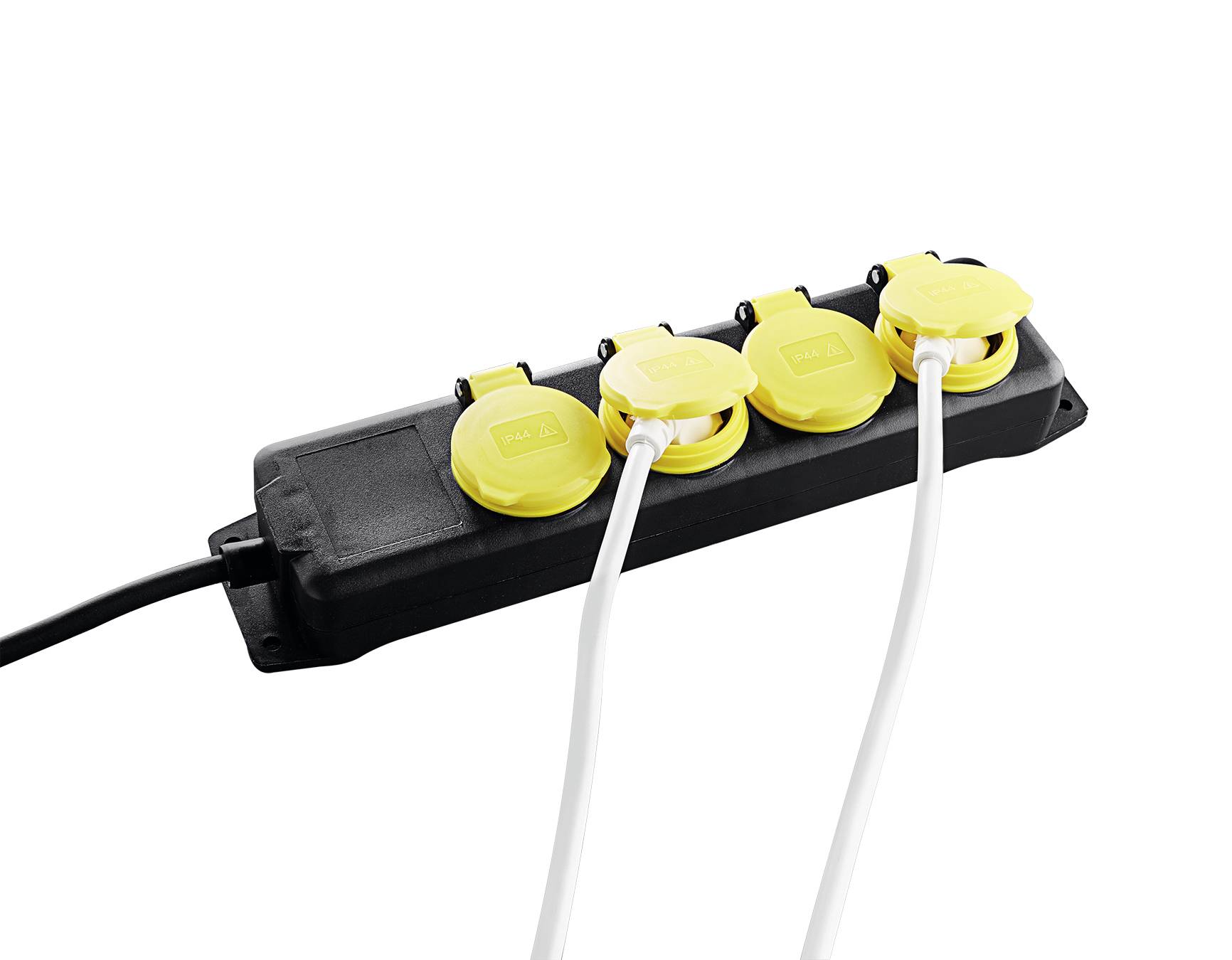 Heitronic 45058 Steckdosenleiste ohne Schalter Schwarz/Gelb erhöhter Berührungsschutz