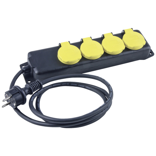 Heitronic 45058 Steckdosenleiste ohne Schalter Schwarz/Gelb erhöhter Berührungsschutz