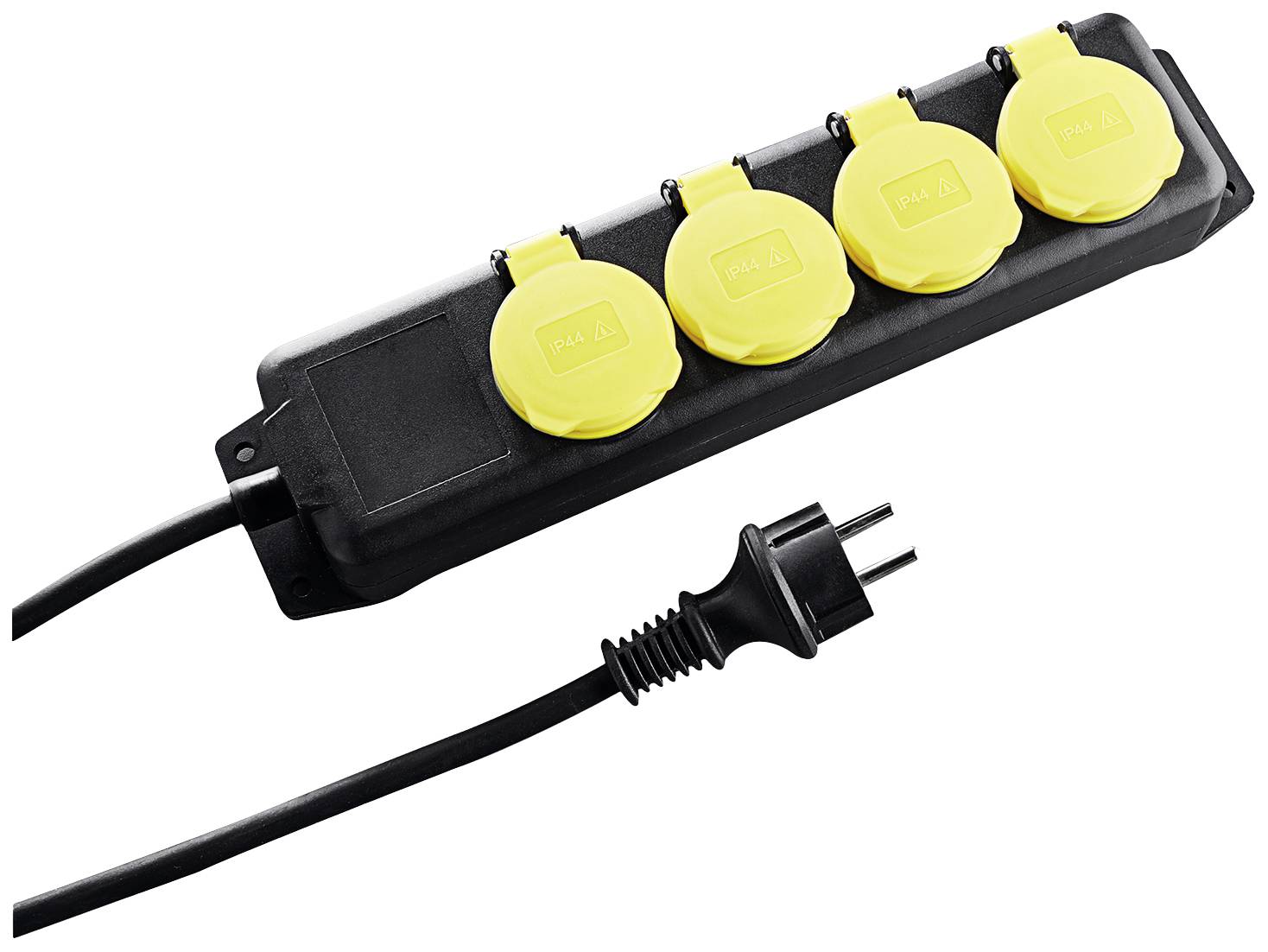 Heitronic 45058 Steckdosenleiste ohne Schalter Schwarz/Gelb erhöhter Berührungsschutz