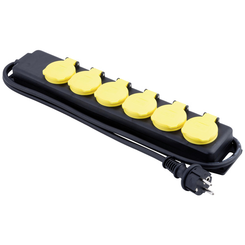 Heitronic 45059 Steckdosenleiste ohne Schalter Schwarz/Gelb erhöhter Berührungsschutz