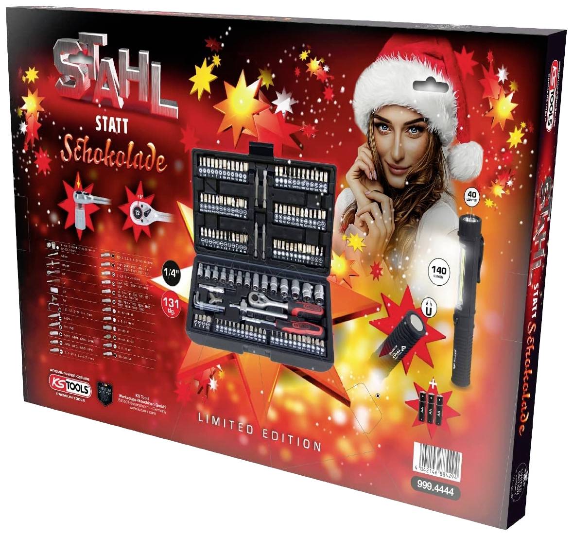 KS Tools Adventskalender Steckschlüsselsatz zöllig 1/4" 131teilig 999.4444