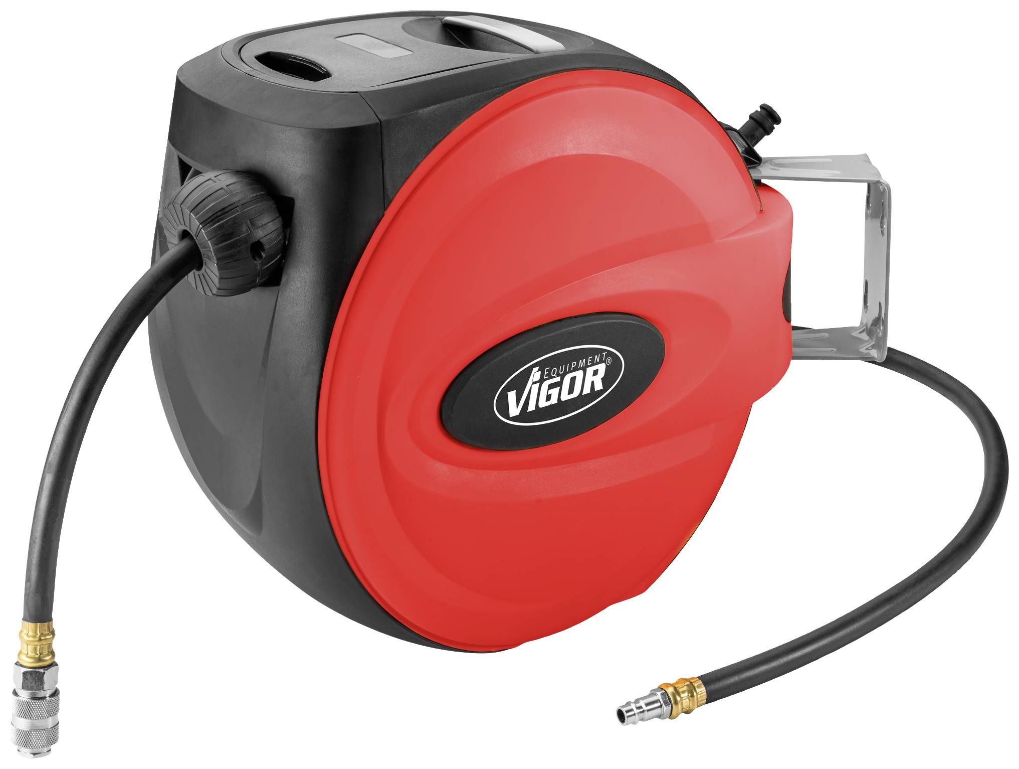 Vigor SCHLAUCHAUFROLLER, 15 M - 10 MM SCHLAUCH Druckluft-Schlauchaufroller 15 m 12 bar Wandbefestigung