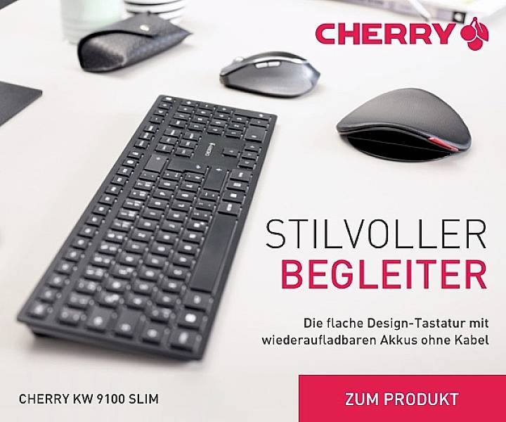 CHERRY KW 9100 SLIM Kabellos Tastatur Deutsch, QWERTZ Schwarz