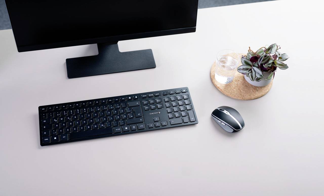 CHERRY KW 9100 SLIM Kabellos Tastatur Deutsch, QWERTZ Schwarz