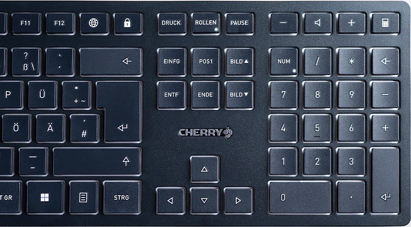 CHERRY KW 9100 SLIM Kabellos Tastatur Deutsch, QWERTZ Schwarz