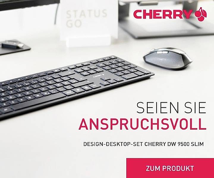 CHERRY DW 9500 SLIM Bluetooth® Tastatur, Maus-Set Deutsch, QWERTZ Schwarz