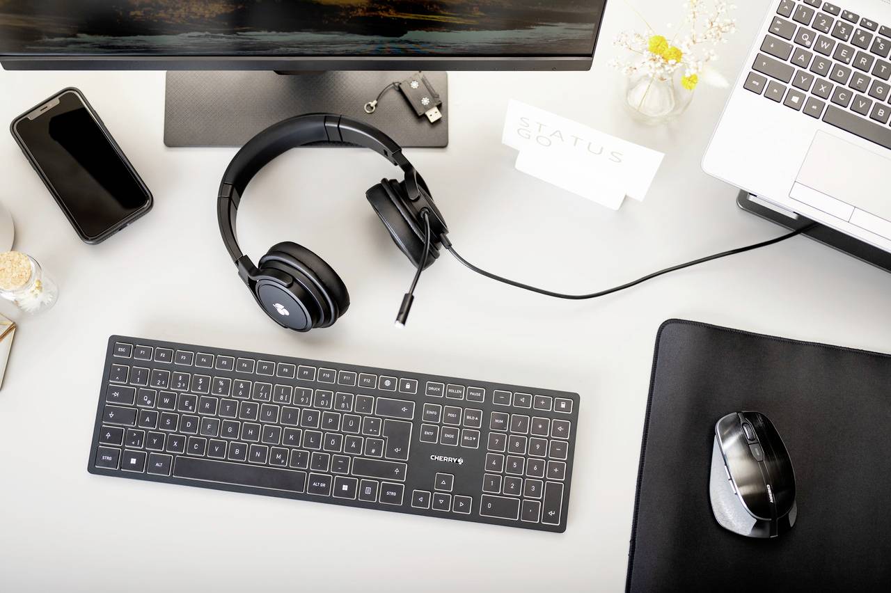 CHERRY DW 9500 SLIM Bluetooth® Tastatur, Maus-Set Deutsch, QWERTZ Schwarz