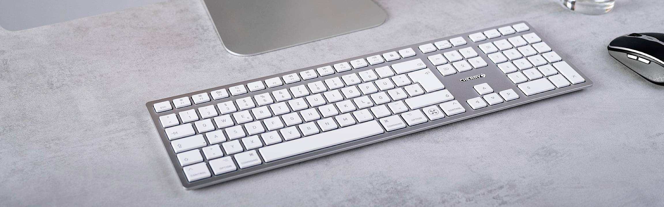 CHERRY KW 9100 SLIM FOR MAC Kabellos Tastatur Deutsch, QWERTZ Weiß