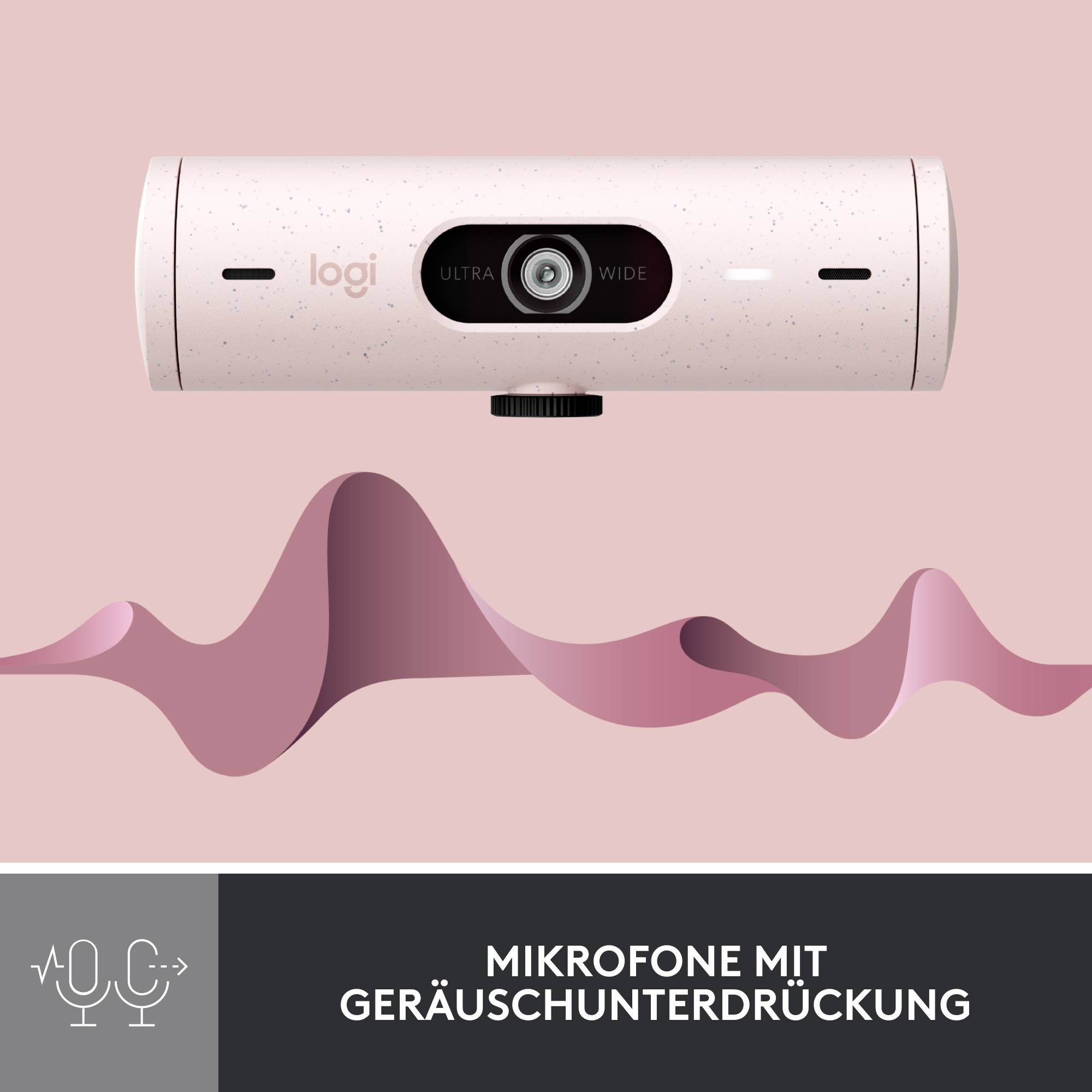 Logitech Brio 500 Full HD-Webcam Klemm-Halterung, Stereo-Mikrofon, Integrierte Abdeckblende