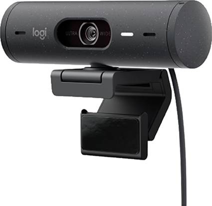 Logitech Brio 500 Full HD-Webcam Klemm-Halterung, Stereo-Mikrofon, Integrierte Abdeckblende