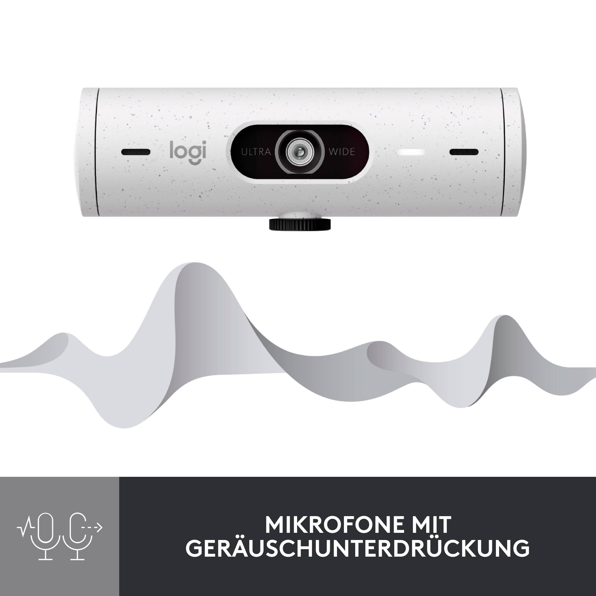 Logitech Brio 500 Full HD-Webcam Klemm-Halterung, Stereo-Mikrofon, Integrierte Abdeckblende
