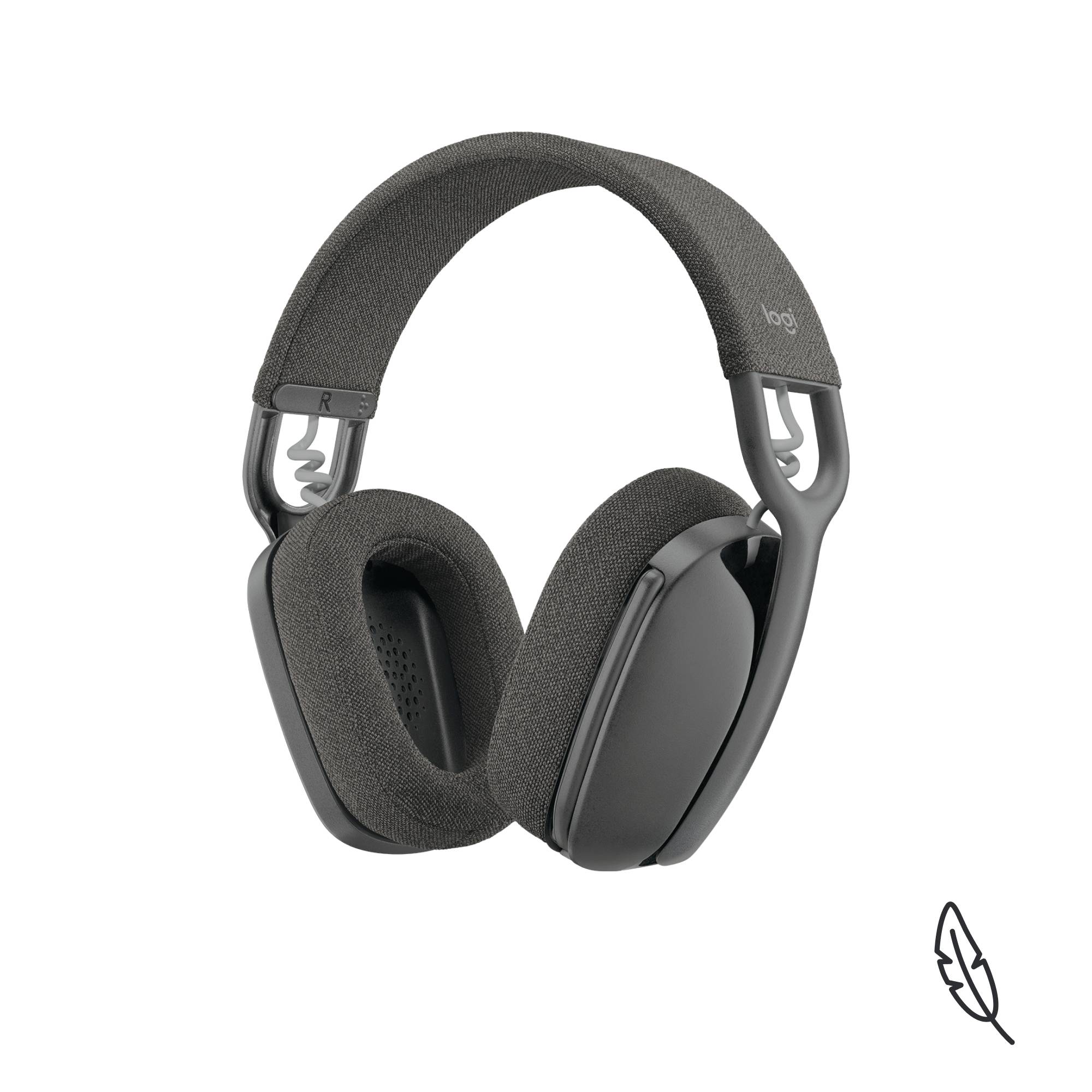 Schwarzer Over-Ear-Kopfhörer mit weichen Polstern und verstellbarem Bügel; Markenlogo auf der Seite des Kopfhörers.