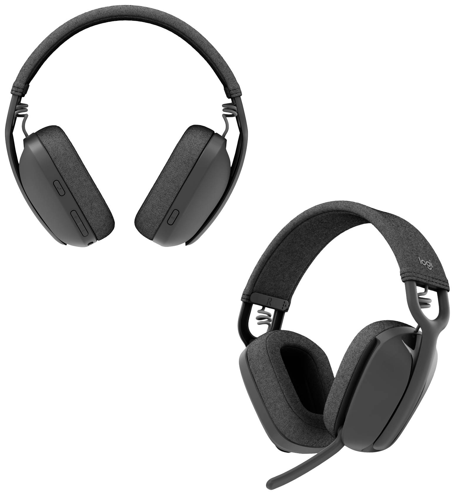 Schwarze Over-Ear-Kopfhörer mit integriertem Mikrofon und Bedientasten an der Seite, gepolsterte Ohrmuscheln und Kopfbügel.