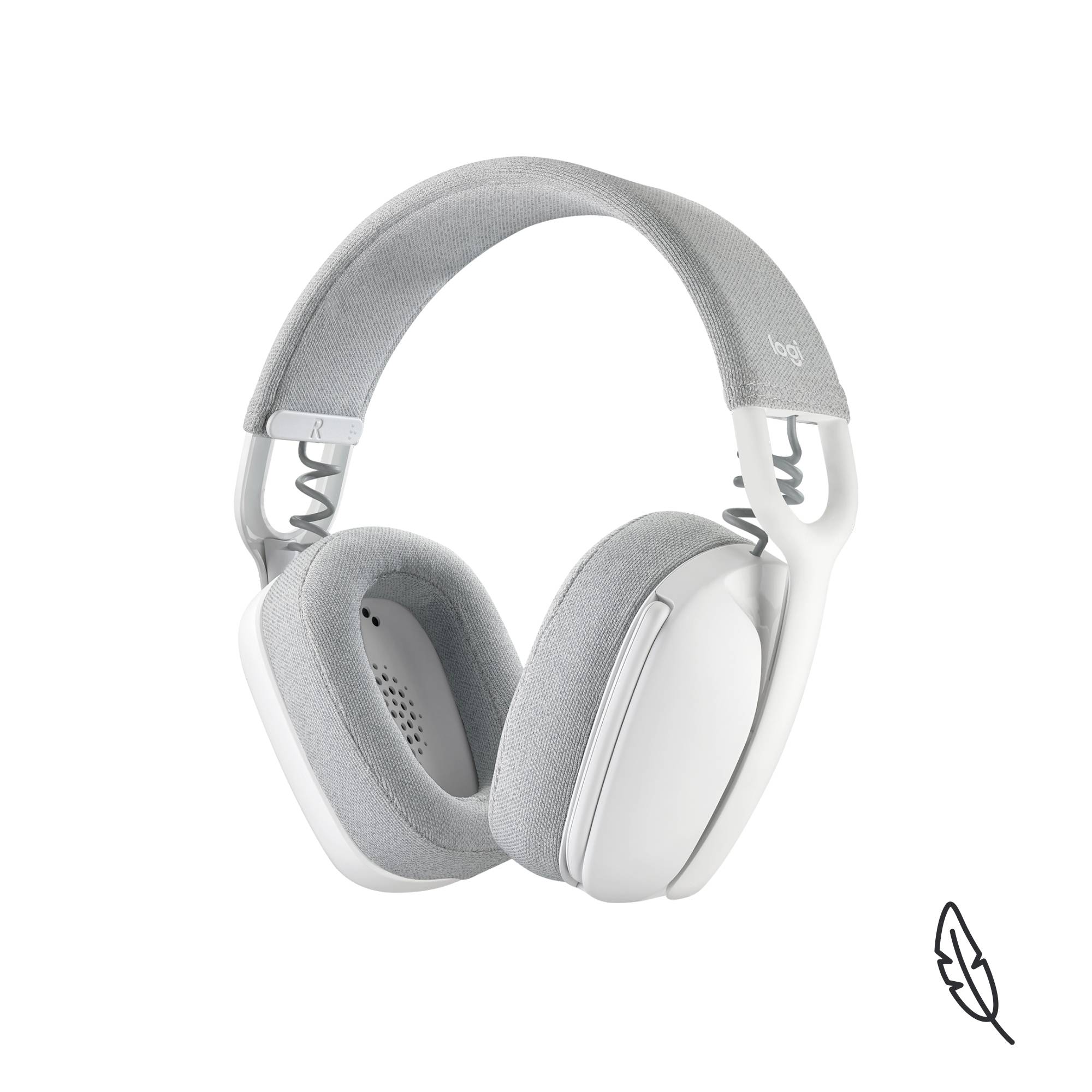 Ein modernes Headset mit Text 'Entwickelt für eine positive Zukunft'. Symbole zeigen Zertifikate für CO2-Neutralität und Recycling.