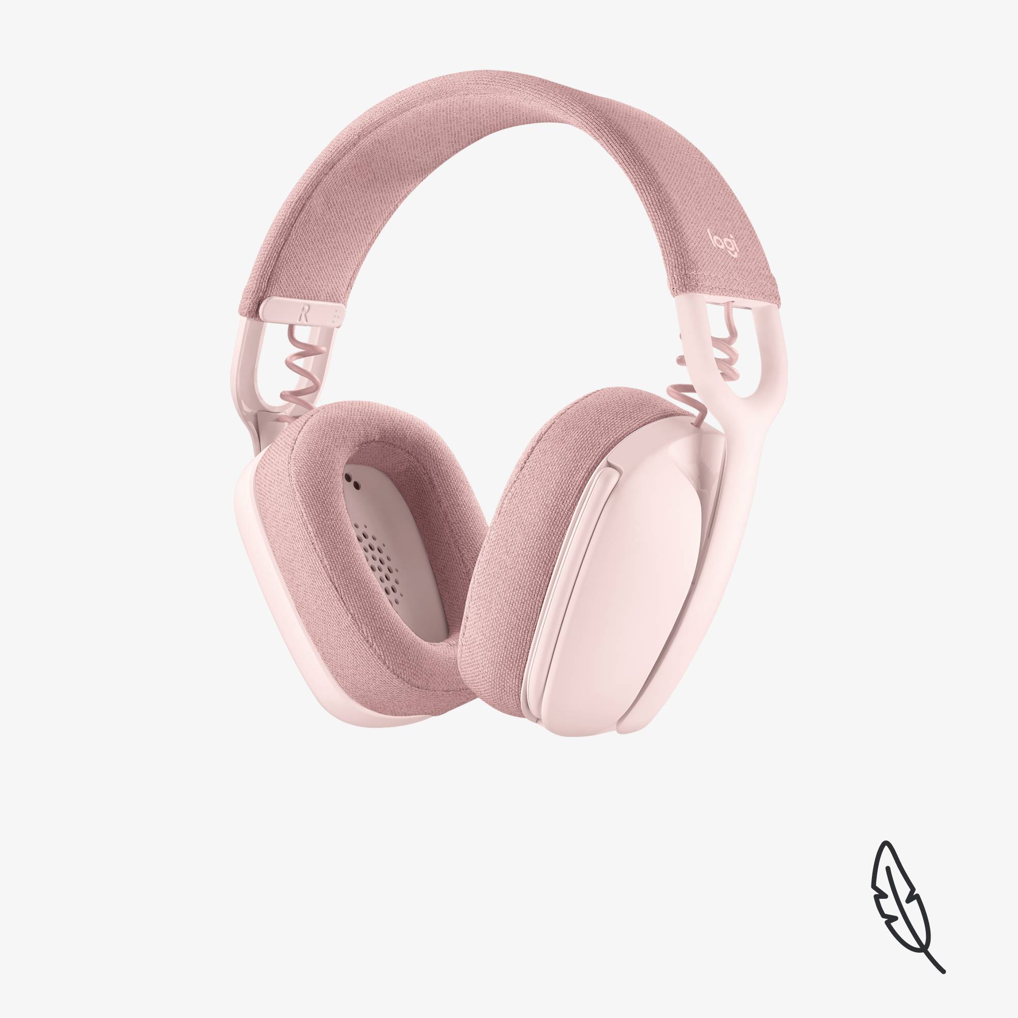 Over-Ear-Kopfhörer in Rosa mit gepolsterten Ohrmuscheln und Kopfband, vor weißem Hintergrund.