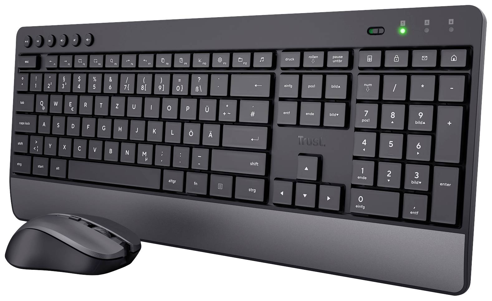 Trust Trezo Comfort Eco Funk Tastatur, Maus-Set Spritzwassergeschützt Deutsch, QWERTZ Schwarz