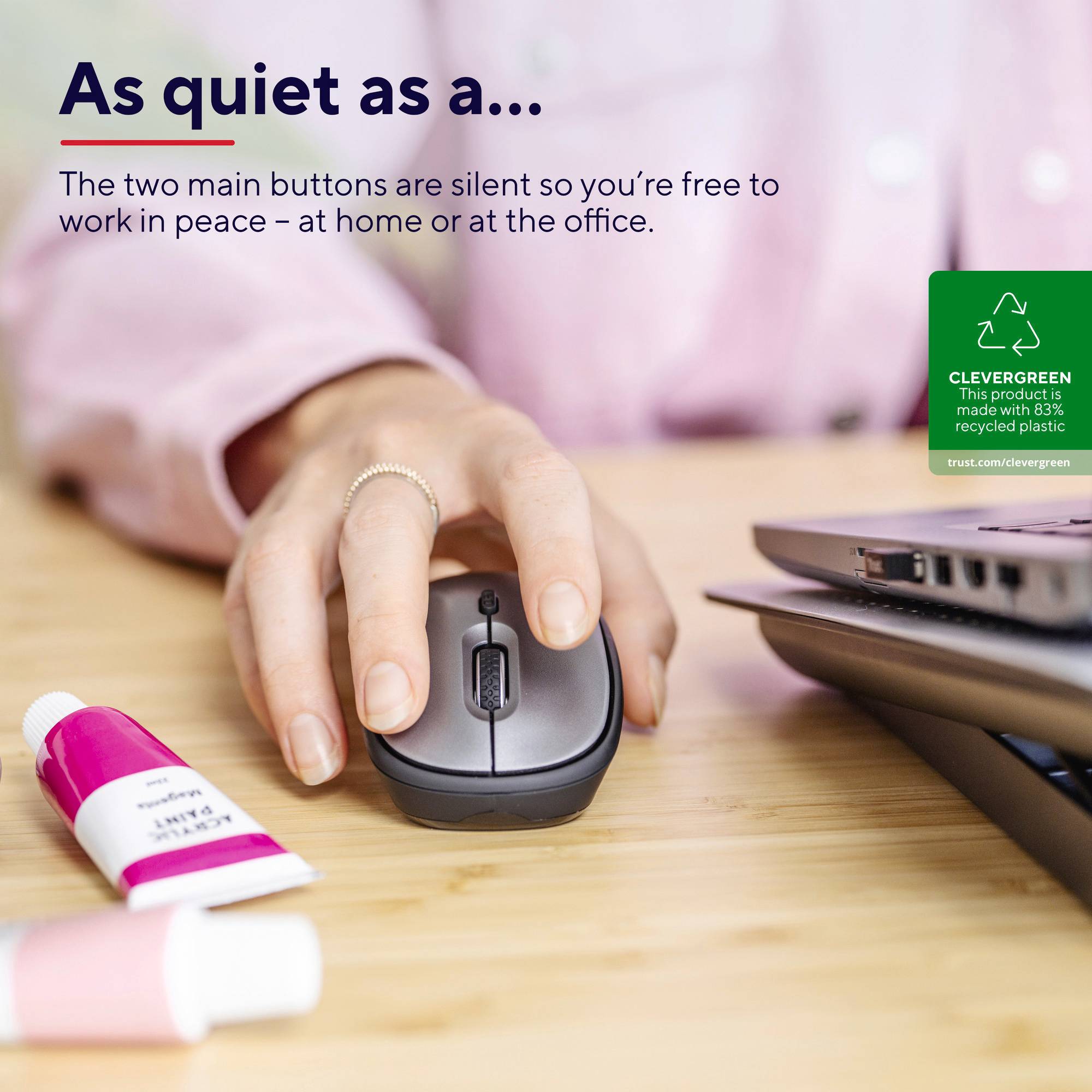 Trust YVI+ Eco Maus Funk Optisch Schwarz 4 Tasten 800 dpi, 1600 dpi