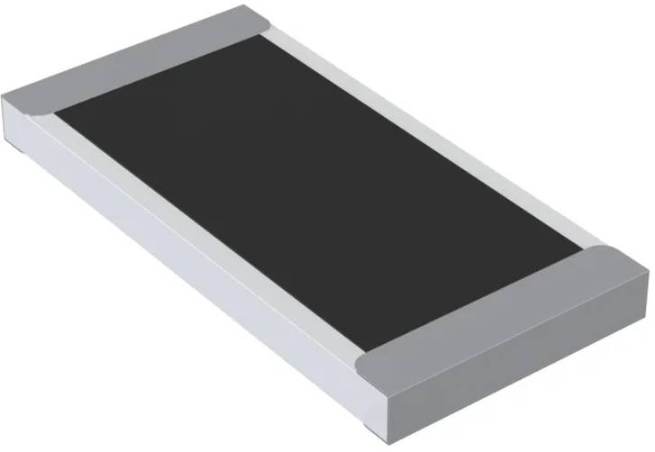 Eine rechteckige elektronische Komponente mit einem schwarzen Mittelteil und metallischen Kanten, typischerweise in elektronischen Schaltkreisen verwendet.