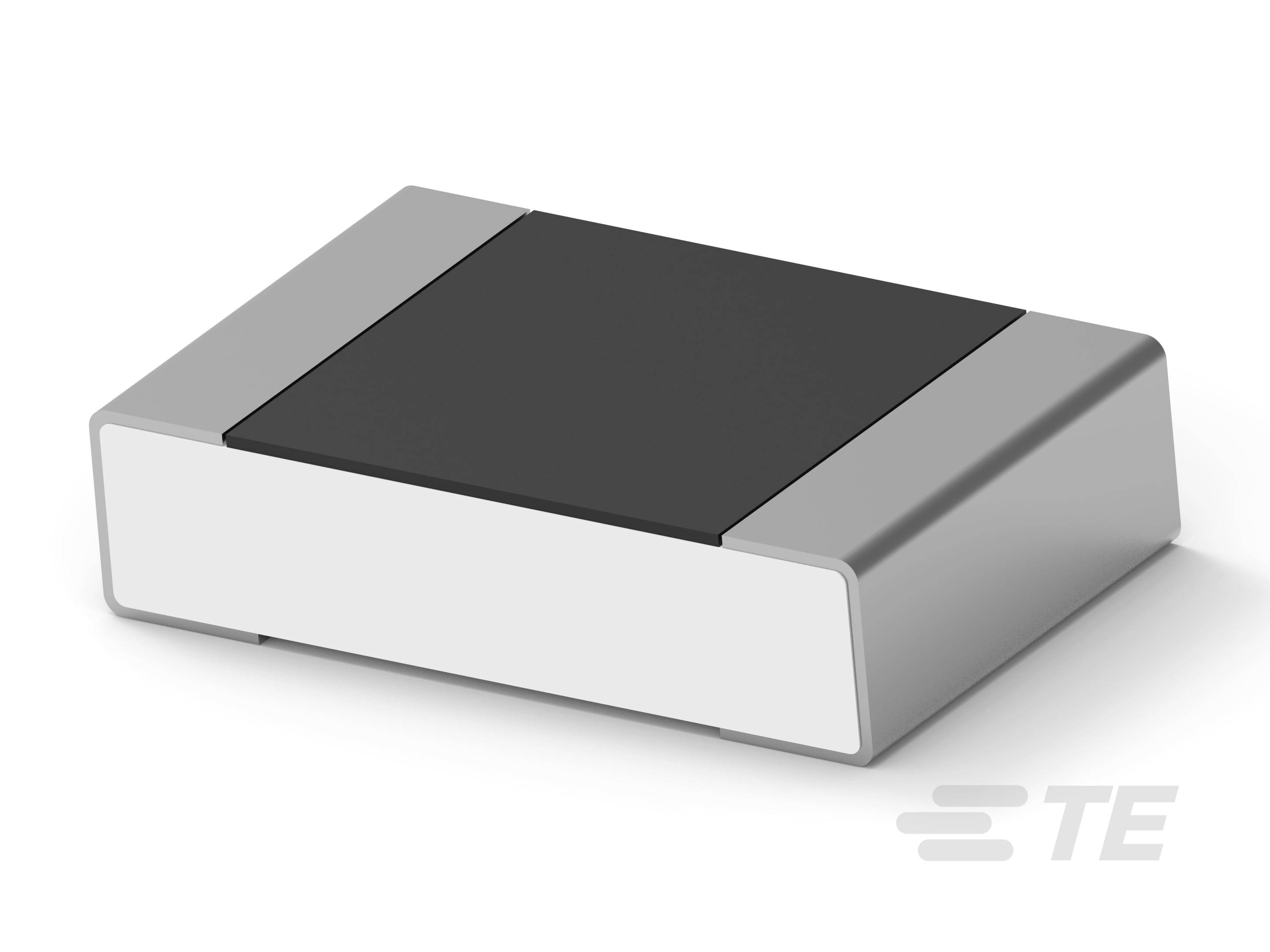 Ein rechteckiges, flaches elektronisches Gerät mit einem schwarzen Oberteil und silbernen Seiten. Im Hintergrund ist ein Logo sichtbar.