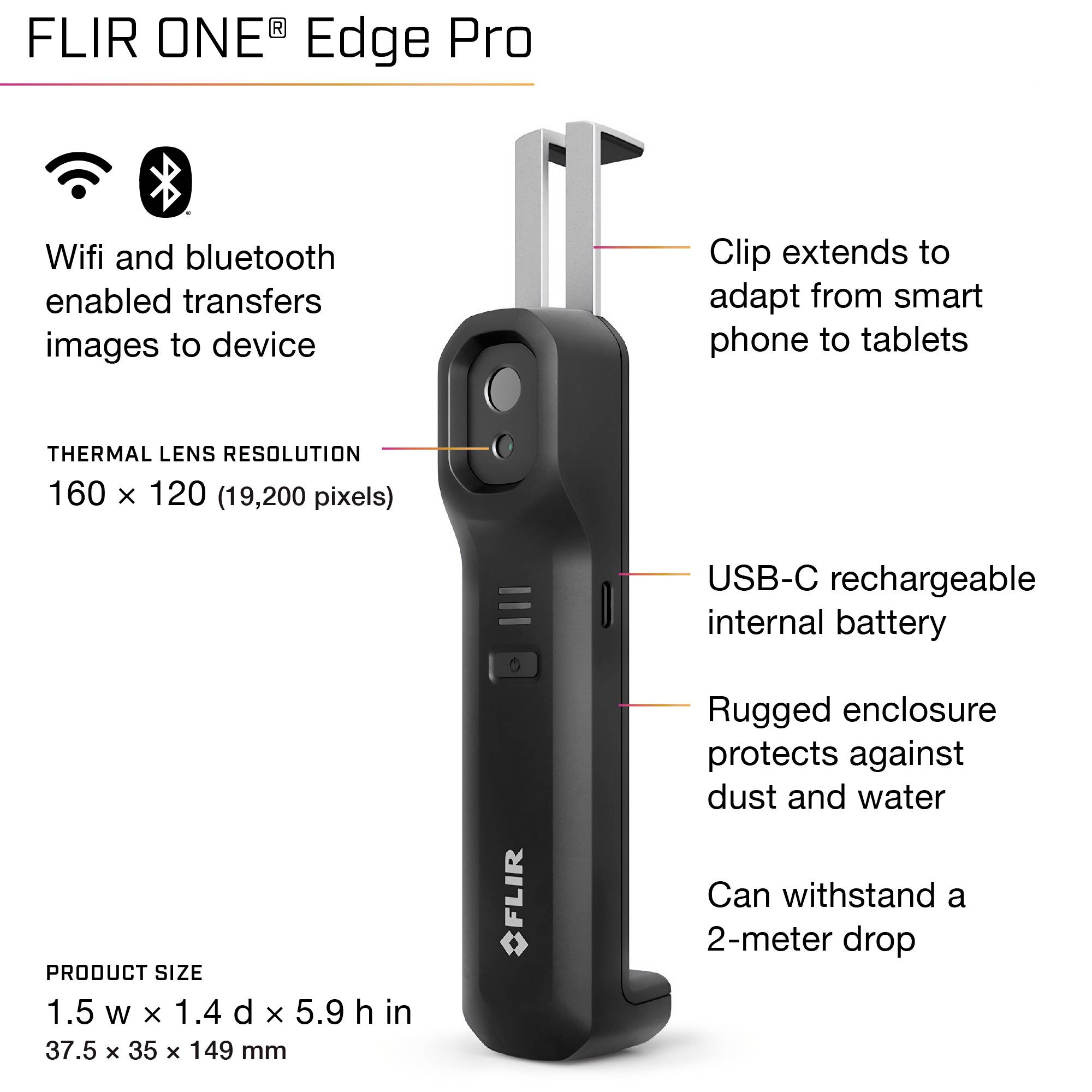 FLIR EDGE PRO Wärmebildkamera -20 bis +400°C 160 x 120 Pixel 8.7Hz