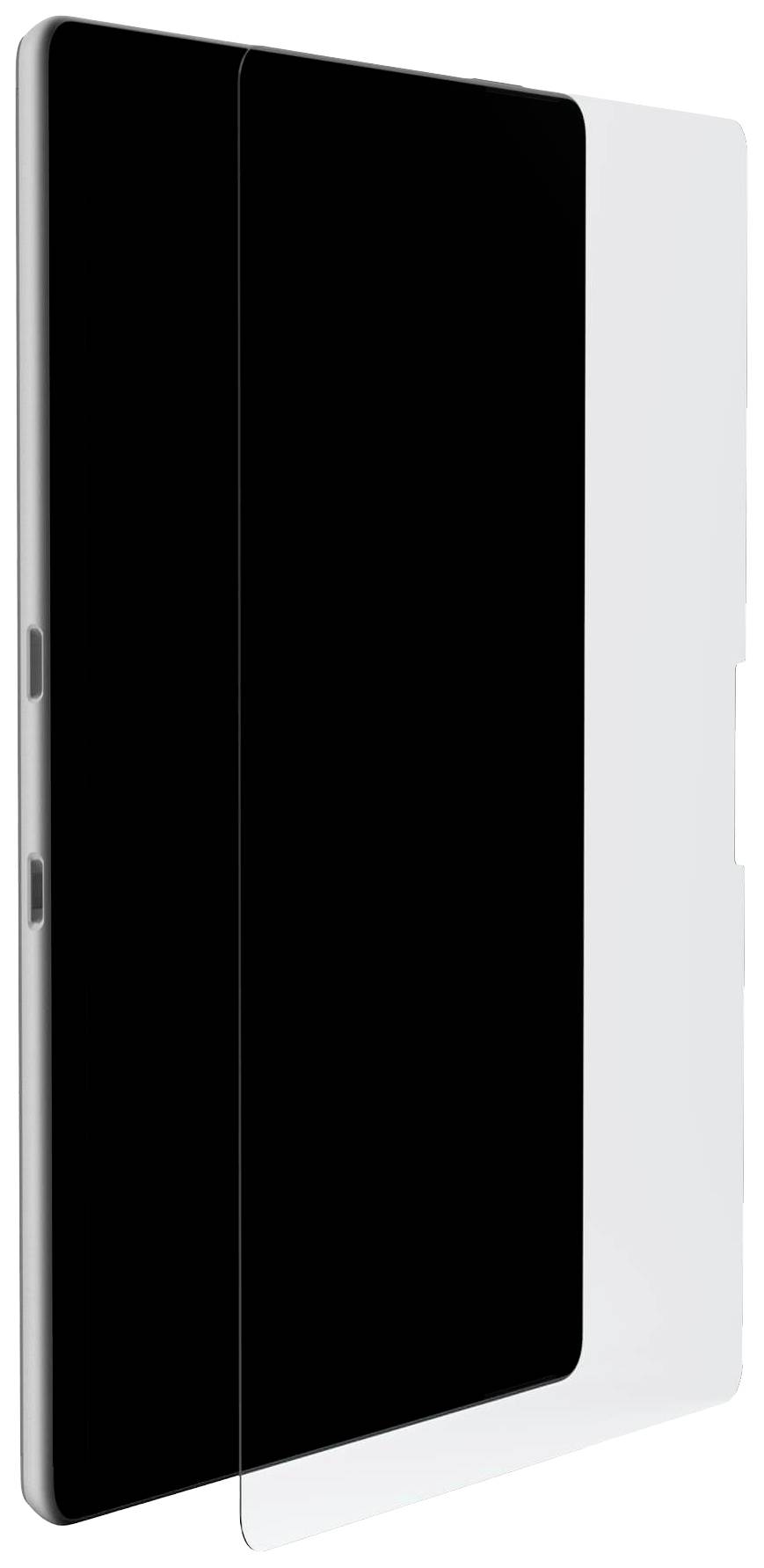 Ein rechteckiges, transparentes Schutzglas, das über ein Smartphone-Display gelegt wird. Es soll das Display vor Kratzern schützen.