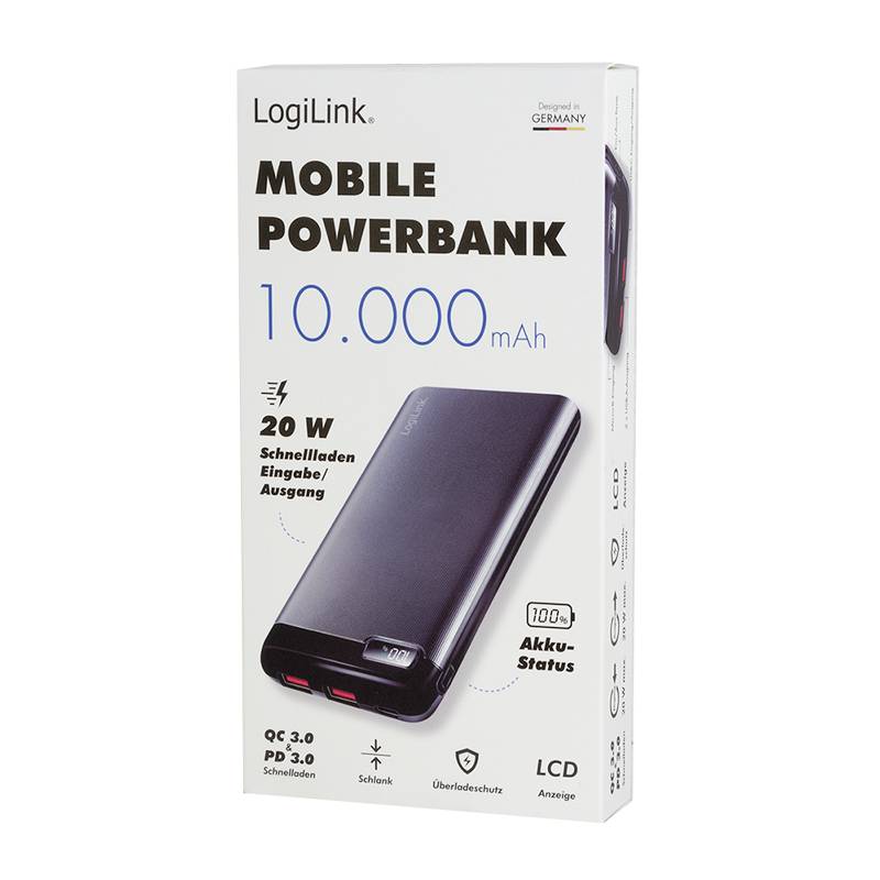 LogiLink PA0286 Powerbank 10000 mAh LiPo Schwarz