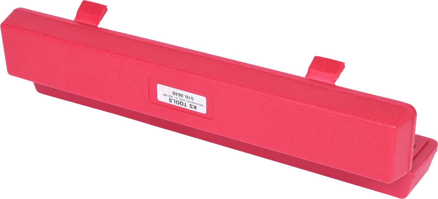 Roter magnetischer Werkzeughalter, rechteckige Form, mit kleinem Etikett in der Mitte. Zieht metallische Gegenstände an.