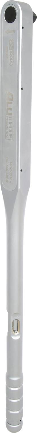 Ein silbernes Werkzeug mit einem langen Griff und einem runden Loch am oberen Ende. Es könnte ein Hebel oder ein Stab sein.