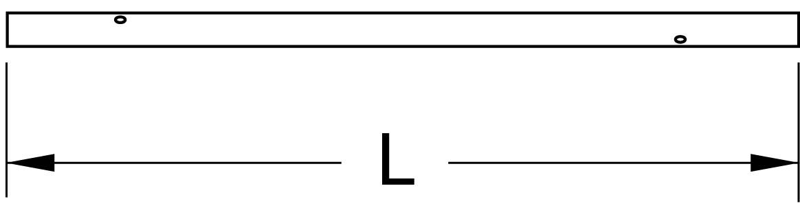 Ein horizontaler Balken mit der Länge 'L' wird durch zwei gegenläufige Pfeile dargestellt. Der Balken hat zwei markierte Punkte.