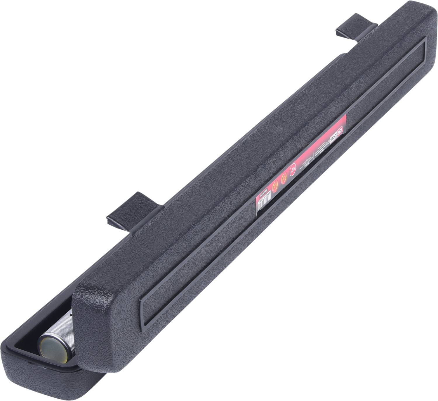 Schwarzer Kunststofframmschutz mit reflektierenden Details und eingebautem Sensor, dient zur Vermeidung von Stoßschäden an Fahrzeugen.