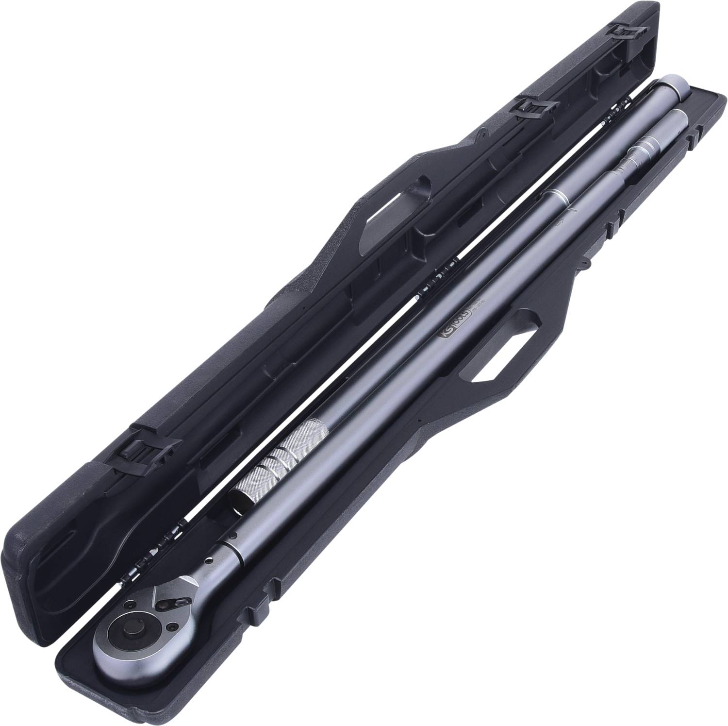 Drehmomentschlüssel in einem schwarzen Koffer. Werkzeug für präzises Anziehen von Schrauben bei Kfz-Reparaturen oder Montagearbeiten.