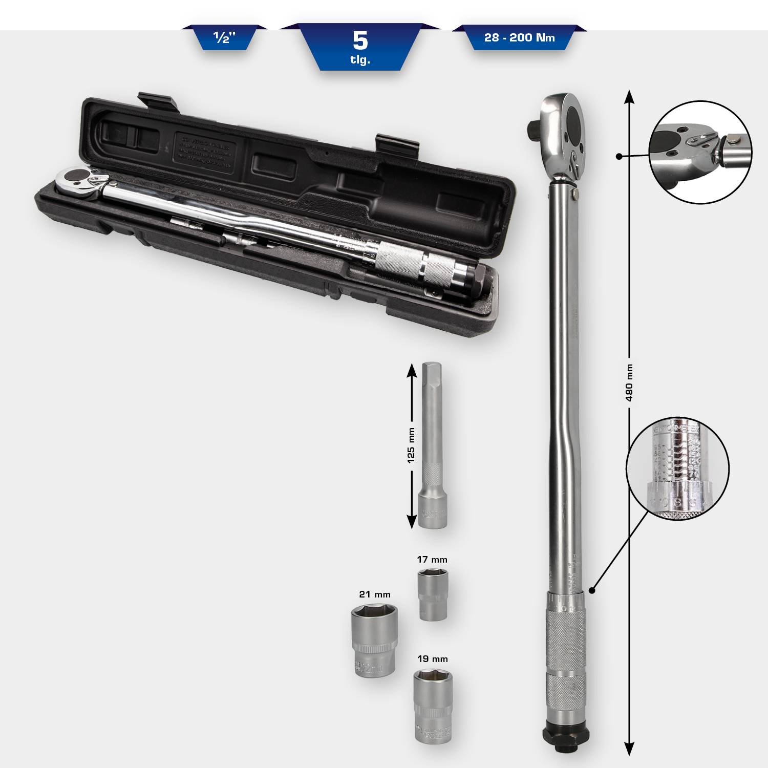 Brilliant Tools BT142005 BT142005 Drehmomentschlüssel-Set 40 - 200 Nm