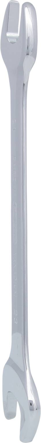 Schraubenschlüssel aus Metall, silberfarben, mit offenen Enden unterschiedlicher Größe zur Befestigung von Muttern und Schrauben.