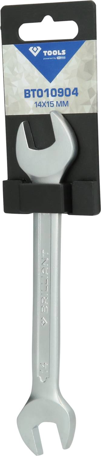 Ein verstellbarer Schraubenschlüssel der Marke 'TOOLS', Modellnummer BT010904, Größe 14x15 mm, auf schwarzer Verpackung.