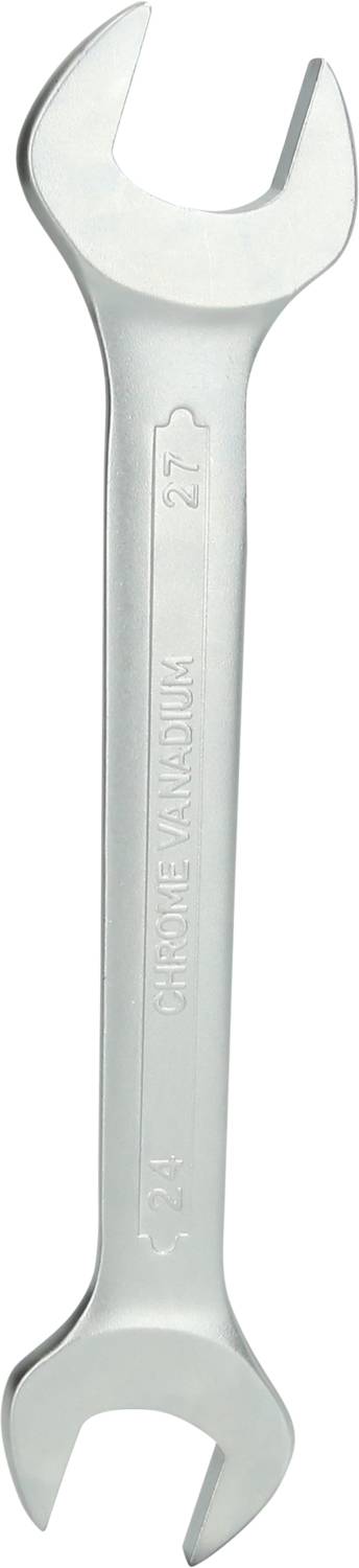 Ein silberner Schraubenschlüssel mit offenen Enden.