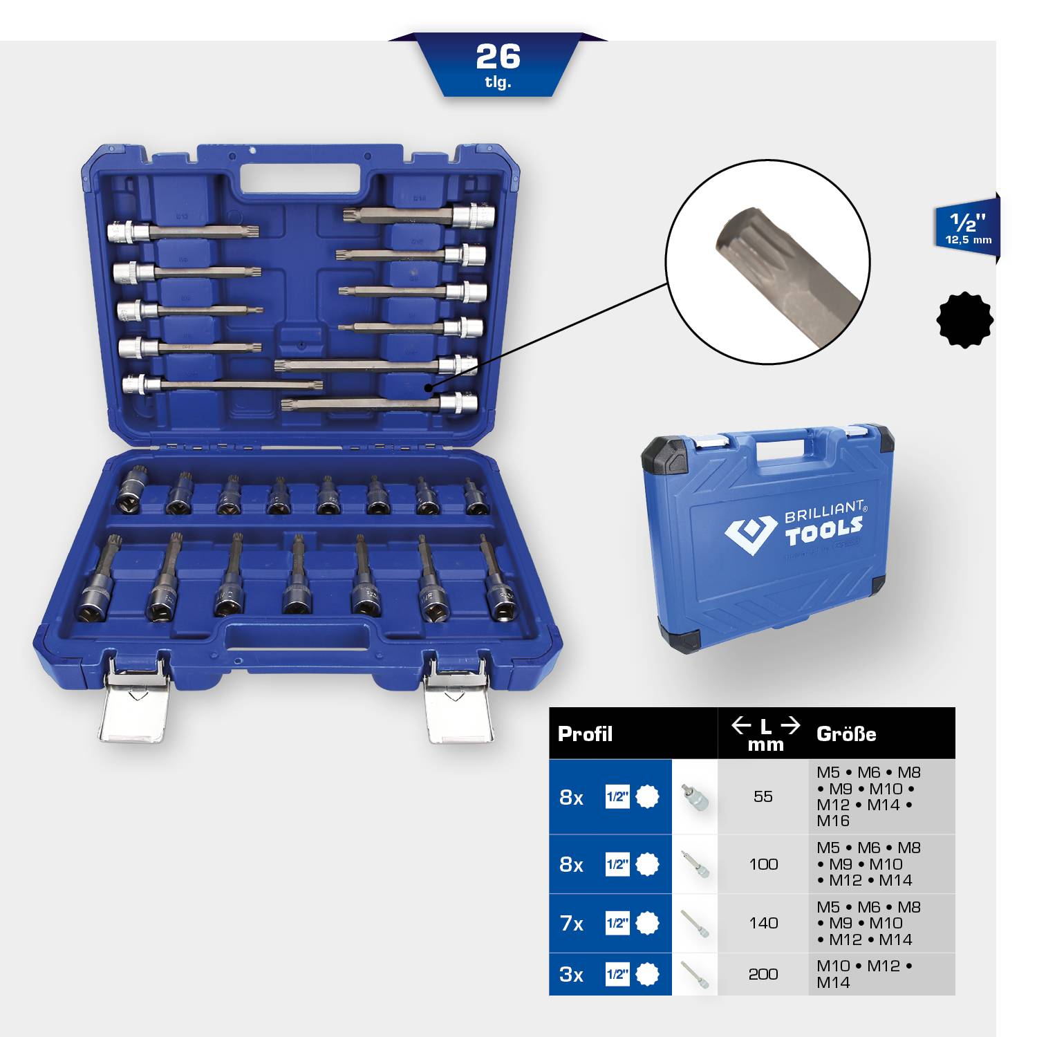 Brilliant Tools BT022026 Stecknuss-Set BT022026