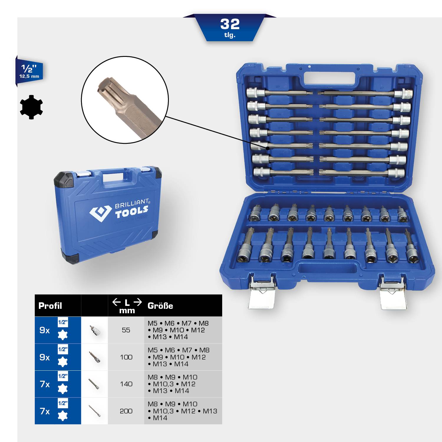 Brilliant Tools BT022032 Stecknuss-Set BT022032