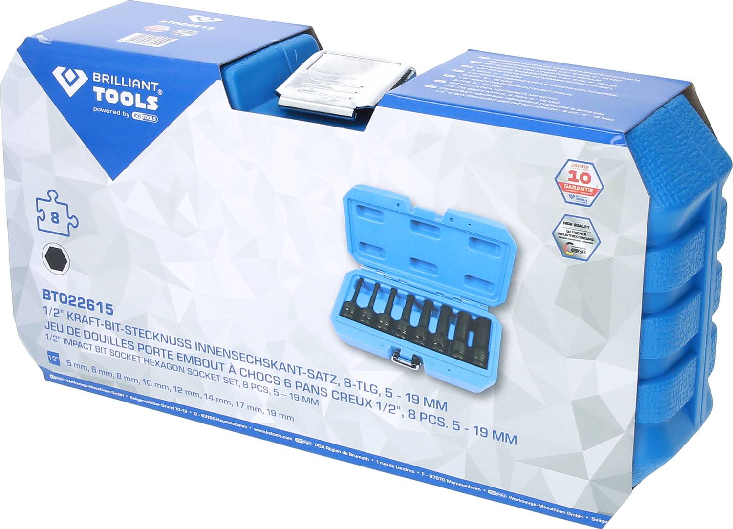 Ein blauer Werkzeugkoffer mit 1/2