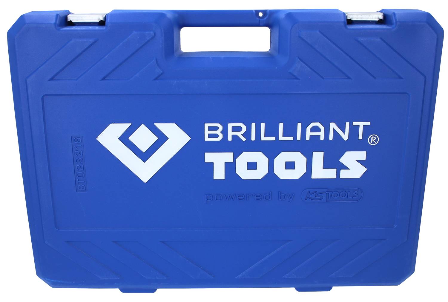 Blauer Koffer mit der Aufschrift 'BRILLIANT TOOLS'.