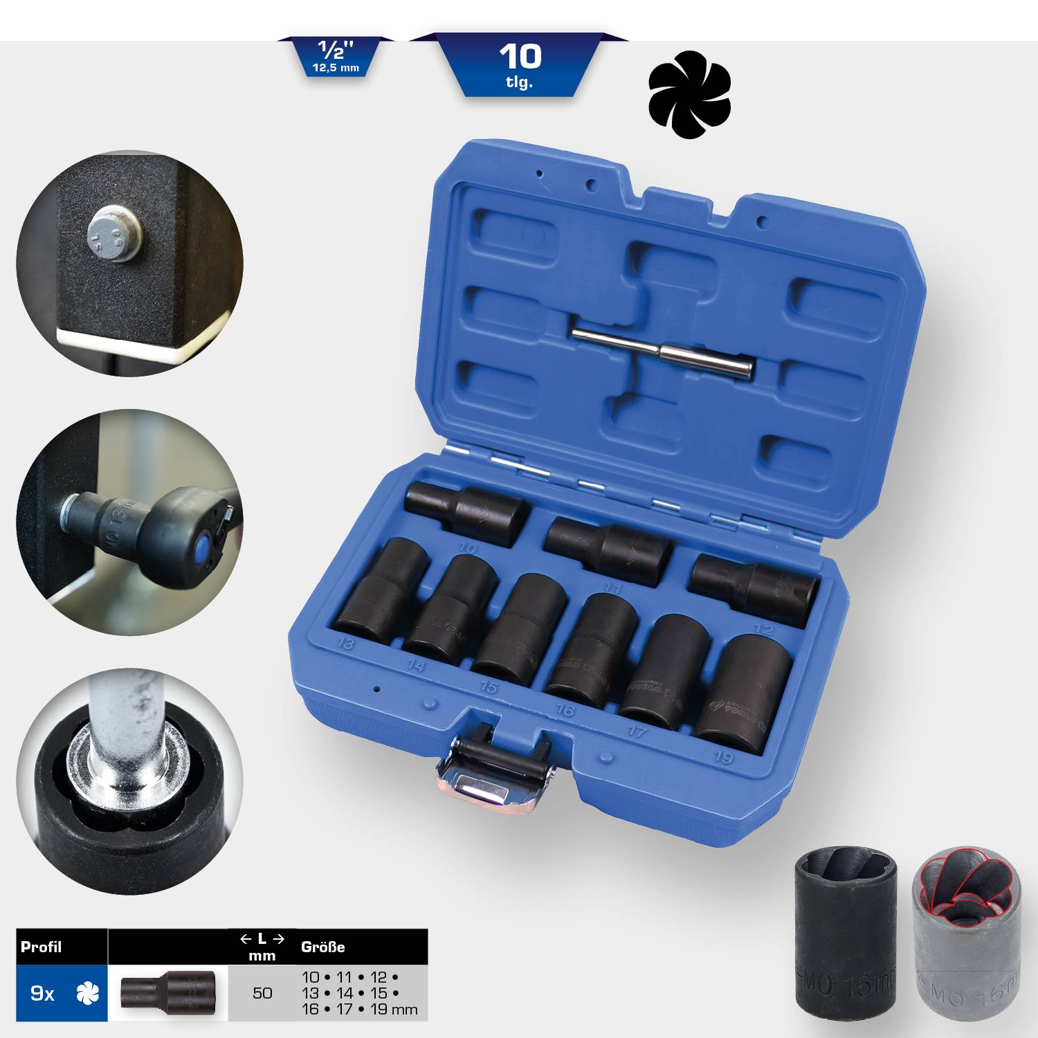 Brilliant Tools BT026000 Spiralnuten-Steckschlüsseleinsatz-Set BT026000