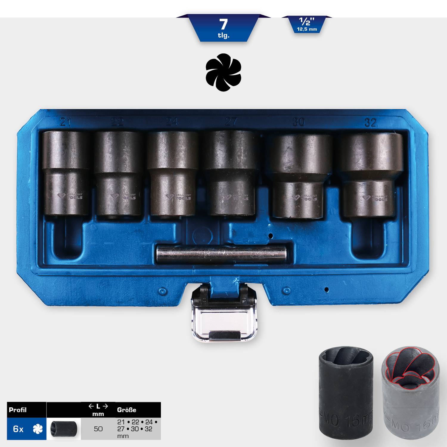 Brilliant Tools BT026005 Spiralnuten-Steckschlüsseleinsatz-Set BT026005