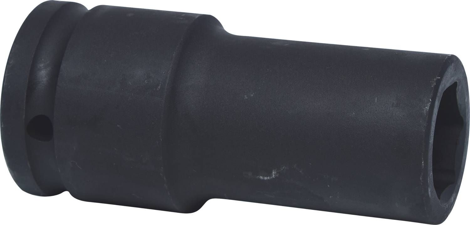 Ein schwarzer, zylindrischer Metalladapter mit glattem Finish, geeignet für Verschraubungen oder mechanische Anwendungen.