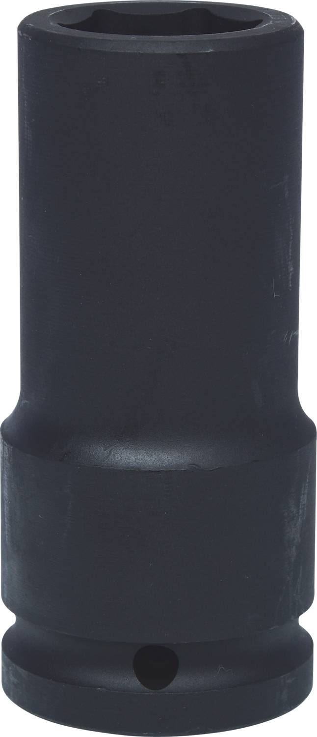 Schwarze Sechskant-Stecknuss mit verlängertem Schaft, geeignet für mechanische Arbeiten an schwer zugänglichen Stellen.