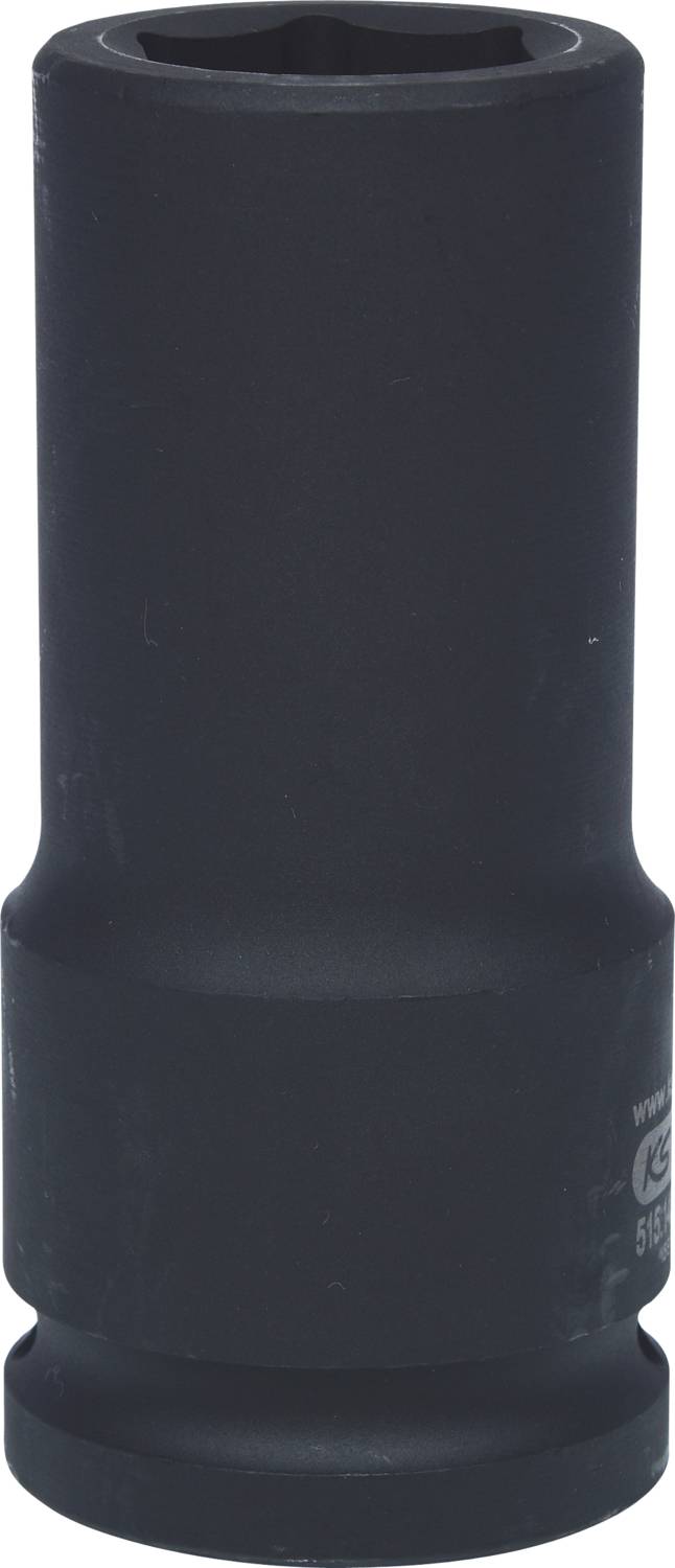 Ein schwarzer, zylindrischer Schraubenschlüsselaufsatz aus Metall, für schwere Arbeiten, ohne sichtbare Markierungen oder Größe.